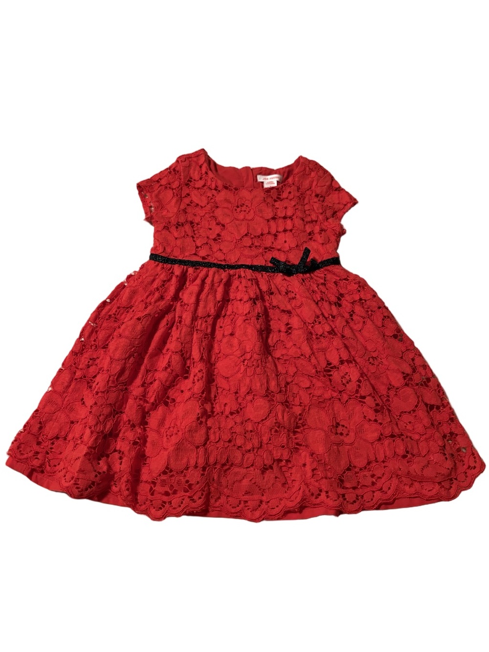 Joe Fresh Red Lace Dress with Black Bow Trim Size 3T